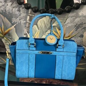 Versace 1969 Sportiva Vibrant Blue Satchel w crossbody strap